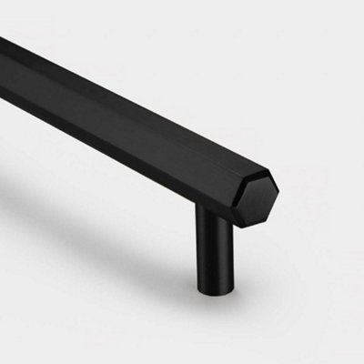 Pushka Home Brass Hexagonal Bar Handle With Hole Centre 128mmBlack from B&Q