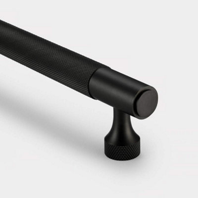Pushka Home Brass Knurled Bar Handle With Hole Centre 224mmBlack from B&Q