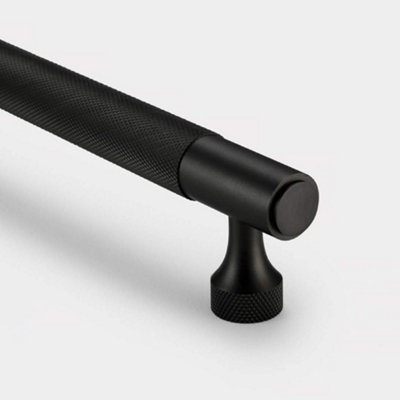 Pushka Home Brass Knurled Bar Handle With Hole Centre 320mmBlack from B&Q