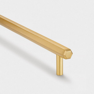 Pushka Home Solid Brass Slim Hexagonal Cabinet Bar Handle 160MGold from B&Q