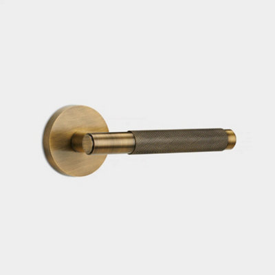 Pushka Home Brass Knurled Door Lever HandleAntique Gold from B&Q
