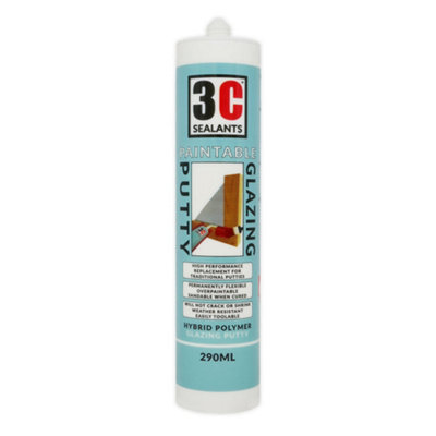 B&Q 3C Sealants Paintable Glazing Putty Hybrid Polymer White
