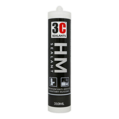 3C Sealants Hm Sealants Superior Mould Resistant Sanitary Silicone 310Ml Cement Grey from B&Q