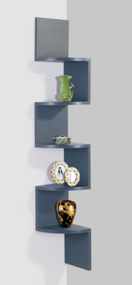 Spot On Dealz Lucca Wall Mount Corner Shelf Home Hanging Storage Rack Display 5 Tier Shelves-Silver Grey from B&Q
