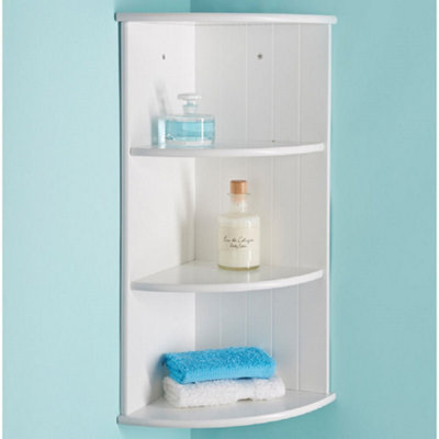 B&Q -  Wooden 3 Tier Wall Corner Shelf Storage Cabinet Unit Bathroom Shelving