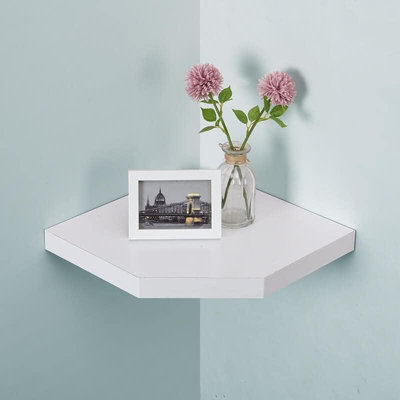 Spot On Dealz Corner Floating Shelves White Wall Shelf Wooden Small Corner from B&Q