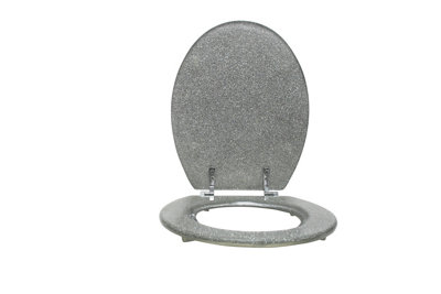B&Q -  18" Stylish & Durable Mdf Glitter Coating Toilet Seat Add A Touch Of Glamour To Your Bathroom