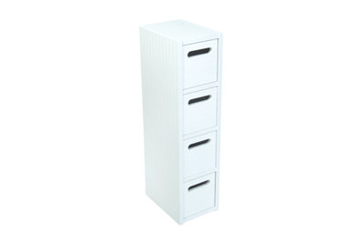 Saxony Unisex White Bathroom Storage Cabinet 4 Drawer Freestanding Fully Assembled - Image 4