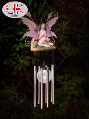 Spot On Dealz Wind Chimes Fairy Solar Powered Colour Changing Led Crackle Ball-Pink from B&Q
