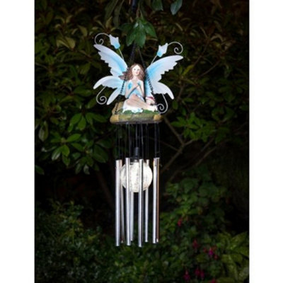 Spot On Dealz Wind Chimes Fairy Solar Powered Colour Changing Led Crackle Ball-Blue from B&Q