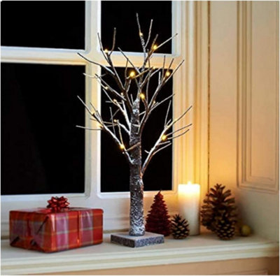 Spot On Dealz  2 Ft Snowy Twig 24 Warm White Led Lights With Flat Square Base Garden Ornaments For Home Xmas Decoration Indoor Or Outdoor from B&Q