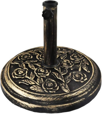 Spot On Dealz Garden Parasol Base Umbrella Bases Heavy Duty Parasol Weights With Stand 8.5Kg Cast Iron With Floral Rose Garden Outdoor Stands from B&Q