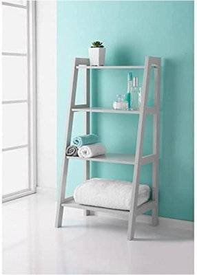 B&Q -  4-Tier Wooden Ladder Shelf  Grey (Bathroom Storage And Display Unit)