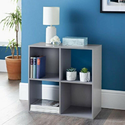 Spot On Dealz Wooden Storage Shelving Unit Bookcase Home Office Use Display Furniture Living Room Décor Easy To Build (4 Cube Unit Grey) from B&Q