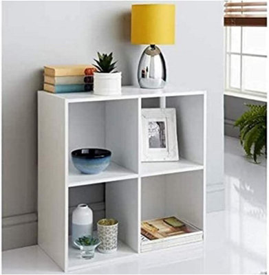 Spot On Dealz Wooden Storage Shelving Unit Bookcase Home Office Use Display Furniture Living Room Décor Easy To Build (4 Cube Shelf-White) from B&Q