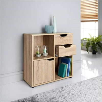 Spot On Dealz Cube Storage Unit With 2 Drawers Shelves Wooden Bookcase Cabinet For Home Decor from B&Q