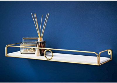Spot On Dealz 60Cm Gold Ring Shelf - White & Gold Ring Floating Shelf - Image 4