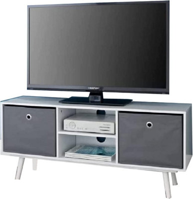B&Q -  Tv Unit Wide 2 Shelves Tv Cabinets For Living Room Table Tv Stand Cabinet Wooden Media Units With Storage Cupboards Shelving Unit