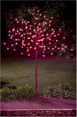 Spot On Dealz 4 Ft Cherry Blossom Tree Outdoor Christmas Decorations 128 Red Led Tree Lights With Metal Flat Base Garden Ornaments For Home Xmas from B&Q
