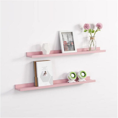 Spot On Dealz Floating Shelves Set Of 2 Wooden Blush Shelf Wall Bookshelves Bookshelf Shelves For Bedroom Living Room from B&Q