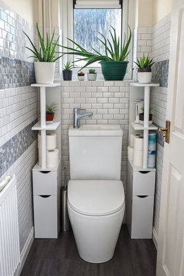 Saxony White Bathroom Storage Cabinet Tall Narrow Unit - Image 3