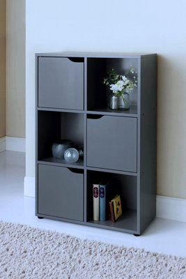 B&Q -  6 Cube Storage Unit 3 Doors Wooden Storage Cabinets Book Shelf Shelves Bookcases And Shelving Units Furniture Living Room