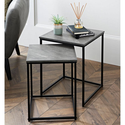 Spot On Dealz Space-Saving Nesting Tables For Modern Homes Stylish & Durable Designs Stone Effect Table Tops Metal Legs from B&Q