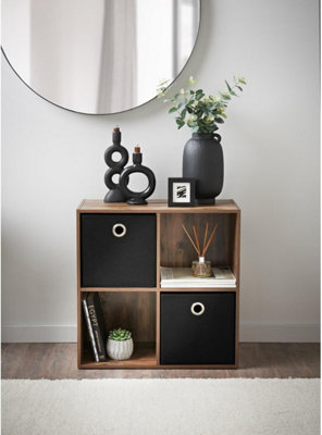 Spot On Dealz 4-Cube Organizer With 2 Fabric Bins Small Bookshelf Storage Rack Toy Organizer