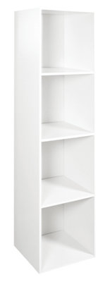 Spot On Dealz 4 Cube Storage Unit Wooden Bookcase  Modern White Display Shelf For Living Room And Bedroom from B&Q