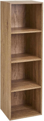 Spot On Dealz 4 Cube Storage Unit Bookcase Wooden Storage Cabinets Book Shelf Shelves Display Furniture Indoor Living Room Décor Oak from B&Q