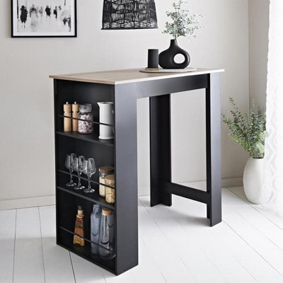 Spot On Dealz Kitchen Island Free Standing Bar Table Hallway Living Room  Bottle Storage Home Bar Unit Drinks Cabinet Open Shelves Black from B&Q