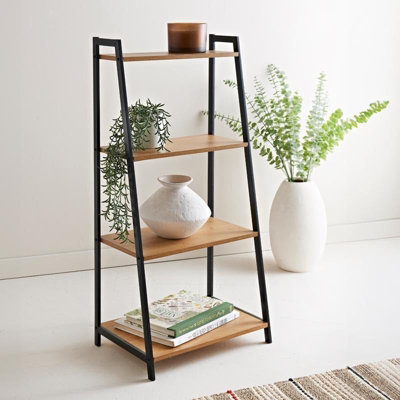 B&Q -  4 Tier Ladder Shelf Shelving Unit Narrow Bookcase Free Standing Shelvesoak
