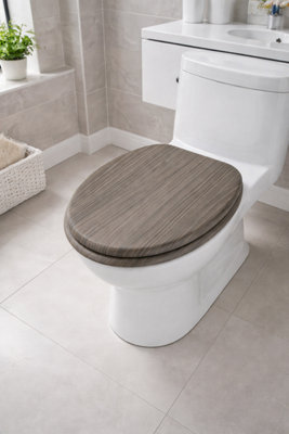 Spot On Dealz 18" Grey Finish Wooden Toilet Seat from B&Q