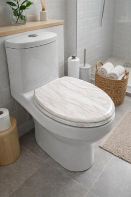 Spot On Dealz 18" Marble Finish Toilet Seat White from B&Q