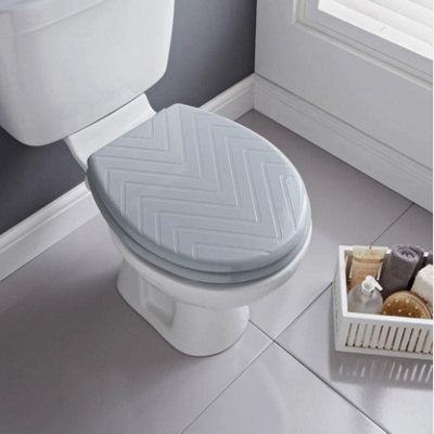 Spot On Dealz 18" Mdf Embossed Skandi Chevron Wooden Toilet Seat from B&Q