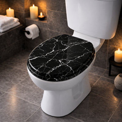 Spot On Dealz 18" Marble Z Wooden Toilet Seat from B&Q