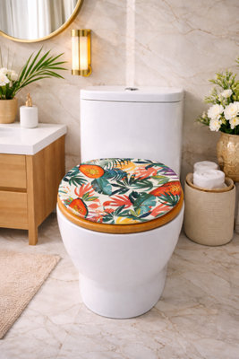 Spot On Dealz 18" Paradise Jungle Z Wooden Toilet Seat from B&Q
