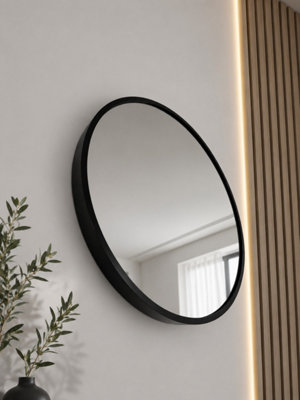 Spot On Dealz Round Black Framed Wall Mirror Modern Decorative Circle Mirror 40Cm from B&Q