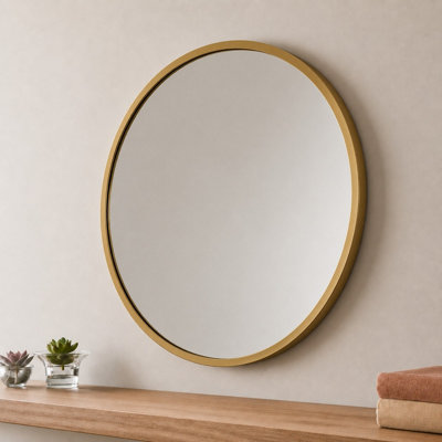Spot On Dealz Round Gold Framed Wall Mirror Modern Decorative Circle Mirror 40Cm from B&Q