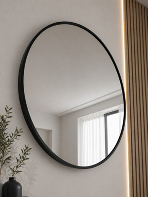Spot On Dealz Round Black Framed Wall Mirror Modern Decorative Circle Mirror 60Cm from B&Q