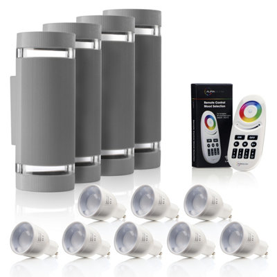 Auraglow Remote Control Colour Changing Up & Down Wall LightQueensburySilverFour Pack from B&Q
