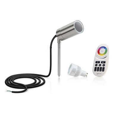B&Q -  Stainless Steel Gu10 Holder Garden Spike LightColour Changing