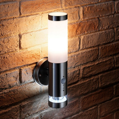 Auraglow Brushed Chrome Dual Function Pir Motion Sensor Wall LightBuckleburyWarm White (3000K) from B&Q