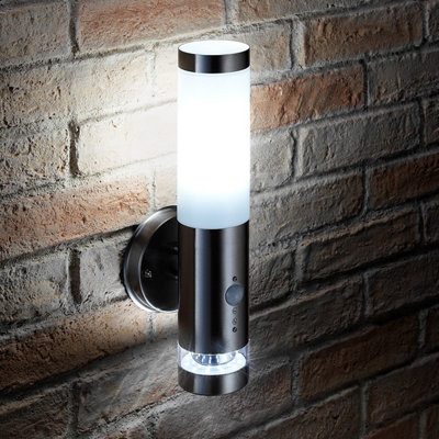 Auraglow Brushed Chrome Dual Function Pir Motion Sensor Wall LightBuckleburyCool White (6500K) from B&Q