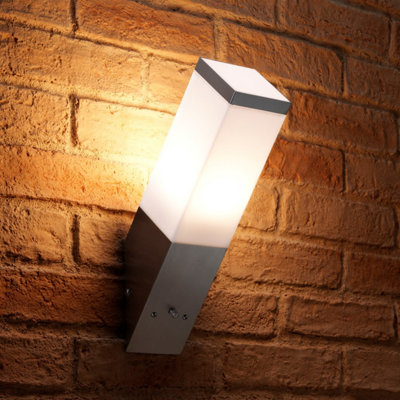 Auraglow Stainless Steel Dusk Till Dawn Sensor Wall LightCheshuntWarm White (3000K) from B&Q