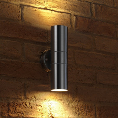 Auraglow Stainless Steel Up & Down LightHarburyWarm White (3000K) from B&Q