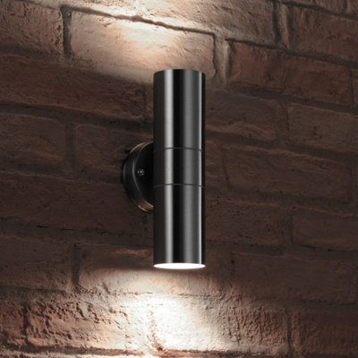 Auraglow Stainless Steel Up & Down LightHarburyCool White (6500K) from B&Q