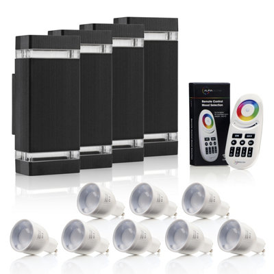 Auraglow Remote Control Colour Changing Up & Down Wall LightDorchesterBlack4 Pack from B&Q
