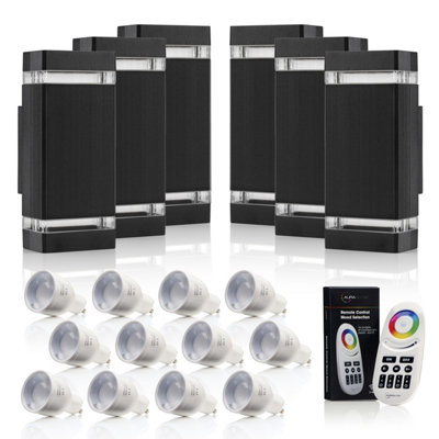 Auraglow Remote Control Colour Changing Up & Down Wall LightDorchesterBlack6 Pack from B&Q