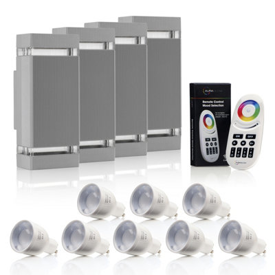 Auraglow Remote Control Colour Changing Up & Down Wall LightDorchesterSilver4 Pack from B&Q